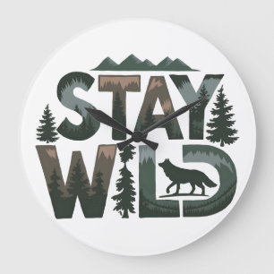 Bleibe Wild - Naturlich Inspiriert Design Große Wanduhr