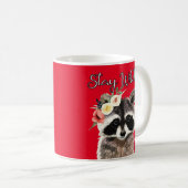 Bleibe Wild - Niedliche Raccoon Tragen Blume Krone Kaffeetasse (VorderseiteRechts)
