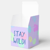"Bleibe Wild!" Pastel Rainbow Leopard Print Geschenkschachtel (Geöffnet)