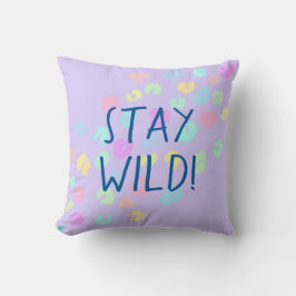 "Bleibe Wild!" Pastel Rainbow Leopard Print Kissen