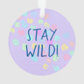 "Bleibe Wild!" Pastel Rainbow Leopard Print Ornament (Rückseite)