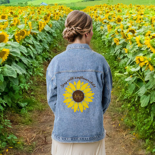 Bleibe Wild Sunflower Monogram Denim Jacket Jeansjacke