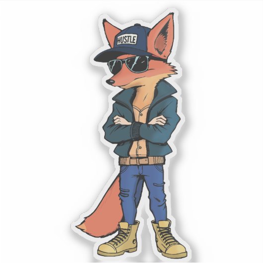 Bleibe Wild - Trendy Fox Aufkleber (Vorderseite)