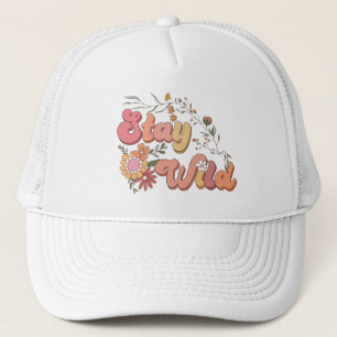 Bleibe Wild Vintag Retro Typografie Trucker Hat Truckerkappe