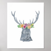 Bleibe Wild Watercolor Antlers Poster (Vorne)