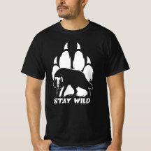 Bleibe Wild - Wolf-Silhouette und Fußabdruck