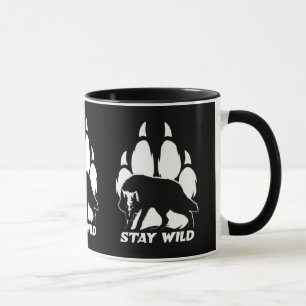 Bleibe Wild - Wolf-Silhouette und Fußabdruck Tasse