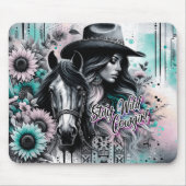 Bleibe wilder Cowgirl-Western Mousepad (Vorne)