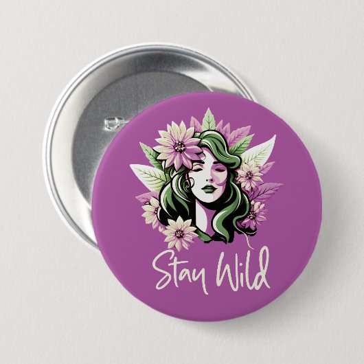 Bleibe Wildkind der Blume Button (Vorne & Hinten)
