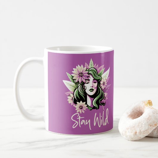 Bleibe Wildkind der Blume Kaffeetasse (Mit Donut)
