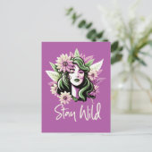 Bleibe Wildkind der Blume Postkarte (Stehend Vorderseite)