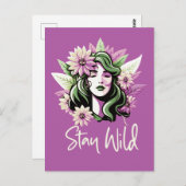 Bleibe Wildkind der Blume Postkarte (Vorne/Hinten)