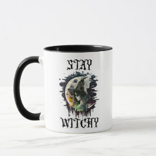 Bleibe Witchy   Hexe und Vollmond Halloween Tasse
