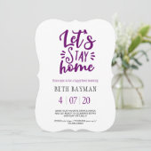 Bleibe Zuhause Birthday Happy Hour Virtual Party Save The Date (Stehend Vorderseite)