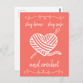 Bleibe Zuhause Bleibe Safe und Crochet Coral Happy Postkarte (Vorne/Hinten)