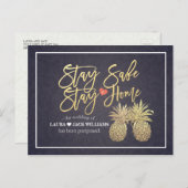 Bleibe Zuhause Bleibe Safe Wedding Postponement An Ankündigungspostkarte (Vorne/Hinten)