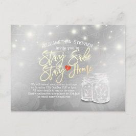 Bleibe Zuhause Bleibe Safe Wedding Postponement Ma Ankündigungspostkarte