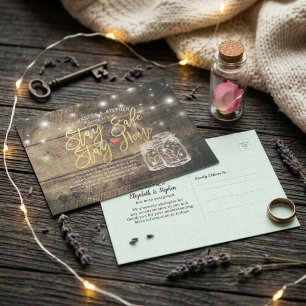BLEIBE ZUHAUSE BLEIBE SAFE WEDING POSTPONEMENT MAS ANKÜNDIGUNGSPOSTKARTE