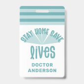 Bleibe Zuhause rette blauen farbigen Geschenk Ausweis (Rückseite)