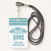 Bleibe Zuhause rette blauen farbigen Geschenk Ausweis (Vorderseite mit Schlüsselband)