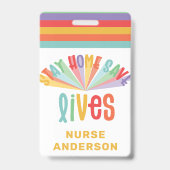 Bleibe Zuhause rette Leben Regenbogen farbiges Ges Ausweis (Back)