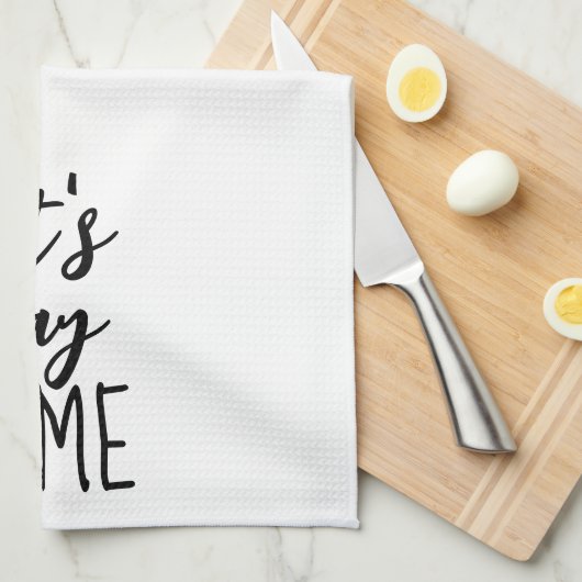 Bleibe Zuhause Text auf Weiß Geschirrtuch (Viertel Falte)