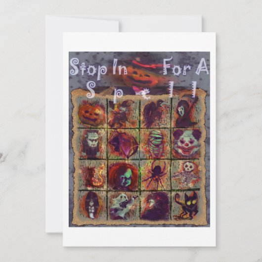 Bleiben Sie bei einem Zauber - Vintages Halloween- Einladung (Vorderseite)