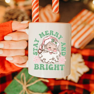 Bleiben Sie fröhlich & hell Vintag Weihnachtsmann Tasse