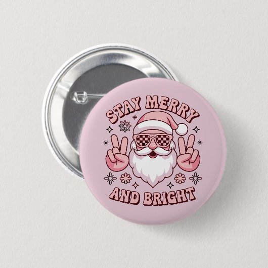 Bleiben Sie fröhlich und hell am Weihnachten Hässl Button (Vorne & Hinten)