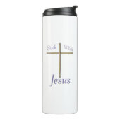 Bleiben Sie mit Jesus Christlich Drummer Thermosbecher (Nach links gedreht)