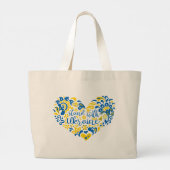 Bleiben Sie mit ukrainischen Buchstaben und Herz T Jumbo Stoffbeutel (Rückseite)