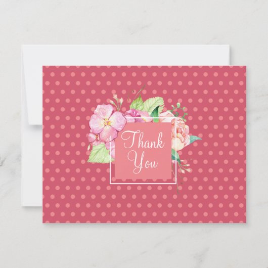 Bleiben Sie zurück dank rosa Punkte und Korallenbl Mitteilungskarte (Vorderseite)