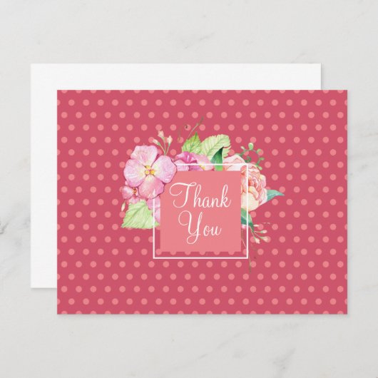 Bleiben Sie zurück dank rosa Punkte und Korallenbl Mitteilungskarte (Vorne/Hinten)