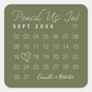 Bleiben wir im minimalen grünen Kalender Quadratischer Aufkleber