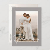 Bleiben wir in Save the Date Foto Hochzeit Ankündigungspostkarte (Vorne/Hinten)