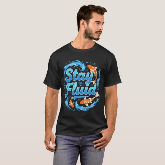 Bleibende Fluid Koi-Fisch-Design T-Shirt (Vorne ganz)