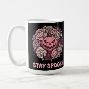 Bleibende Gruselige Florale Rosa Kürbis-Krone Kaffeetasse