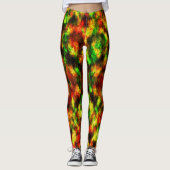Bleibt grün, gelblich, rötlich, Feder-Effekt. Leggings (Vorderseite)