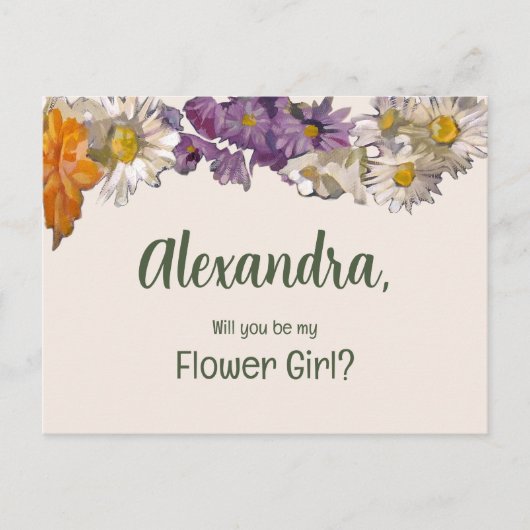 Bleibt mein Blumenmädchen Einladungspostkarte (Vorderseite)