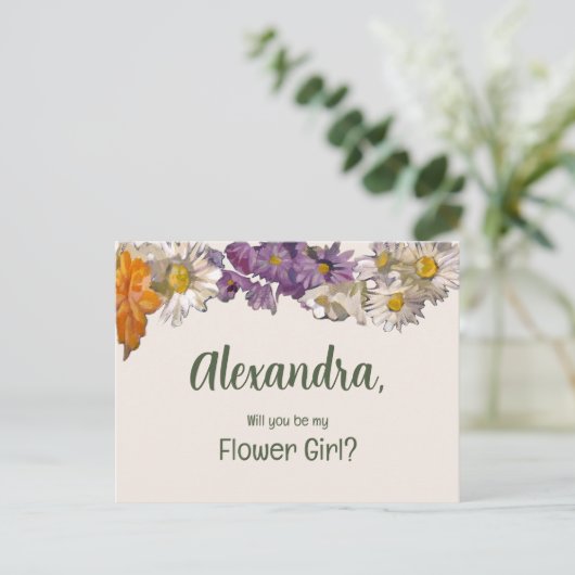 Bleibt mein Blumenmädchen Einladungspostkarte (Stehend Vorderseite)