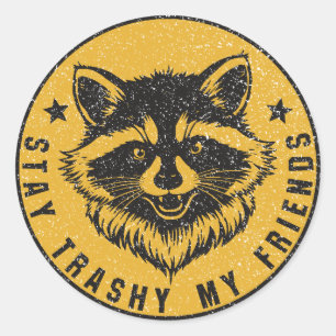 Bleibt Trashy, Meine Freunde Waschbär-Emblem Runder Aufkleber