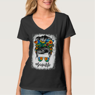 Bleichblumen Gaga Life Messy Haar Bun T-Shirt