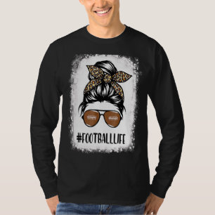 Bleiche Football Mama Leben mit Leopard und Messin T-Shirt
