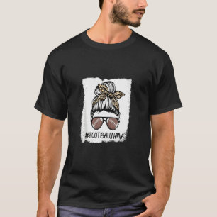 Bleiche Football Nana Life Leopard Messy Bun Game T-Shirt