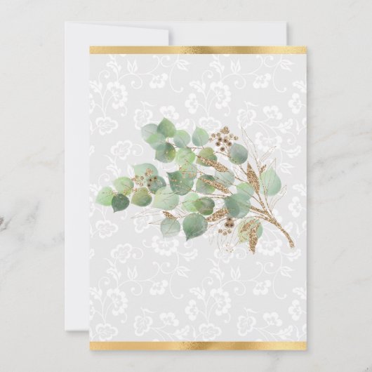 Bleiche Gold Foil Glitter Geburtstag Einladung (Rückseite)