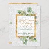 Bleiche Gold Foil Glitter Geburtstag Einladung (Vorne/Hinten)