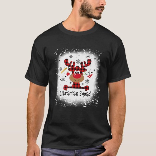 Bleiche Librarian Squad Reindeer Funny Christmas T-Shirt (Vorderseite)