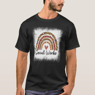 Bleiche Sozialarbeiter Leopard Rainbow Social Work T-Shirt