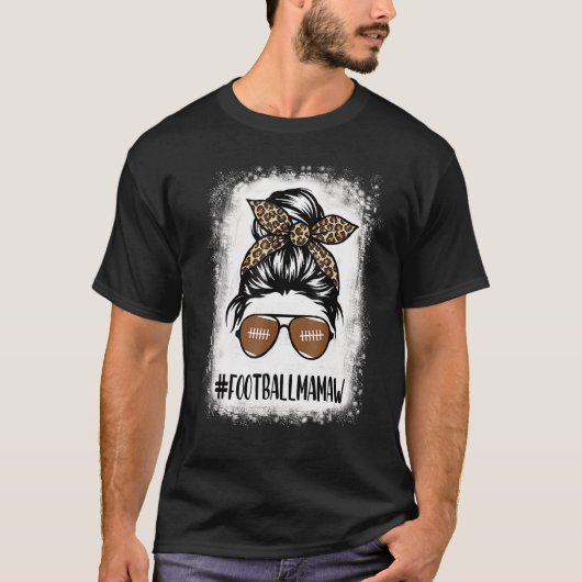 Bleichen Fußball Mamaw Life mit Leopard Messy Bu T-Shirt (Vorderseite)