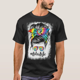 Bleichen Lita Life Messy Hair Bun Gefärbte Krawatt T-Shirt